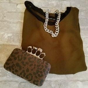 Zara Basics olive green top.